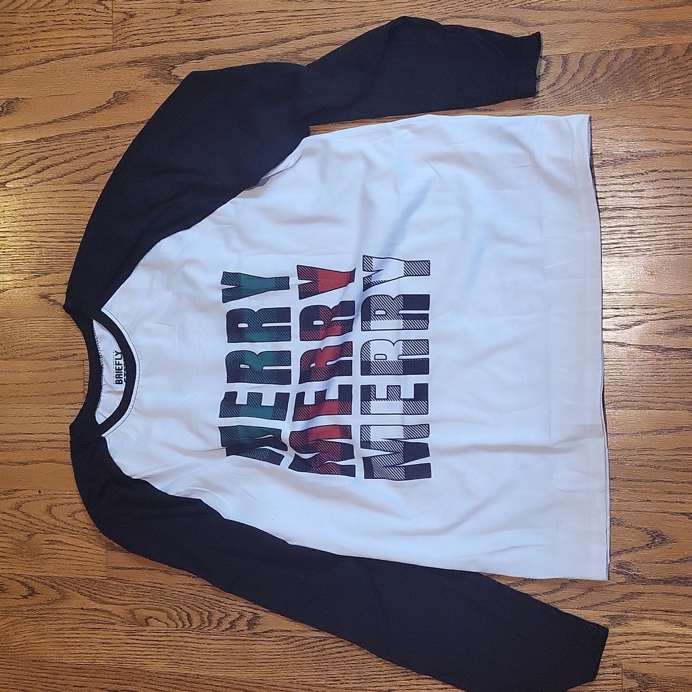 Mens large long sleeved merry, merry, merry t shirt new wo tags